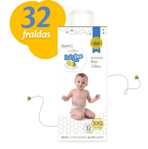 Produto Fralda descartavel infantil baby bee free dermoprotetora tamanho xxg pacote com 32 unidades foto 1