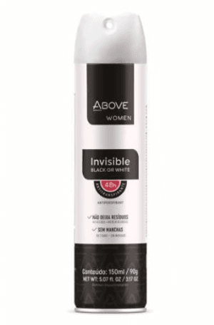 Produto Desodorante aerossol above women invisible black or white 150ml foto 1