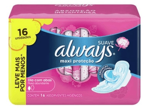 Produto Absorvente  always pink maxi protecao cobertura suave com abas pacote com 16 unidades leve mais por menos foto 1