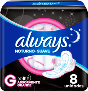 Produto Absorvente noturno suave g c/ abas 8 unidades always foto 1