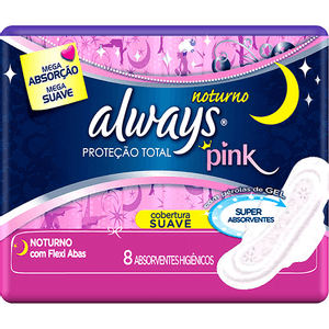 Produto Absorvente always pink noturno cobertura suave com 8 unidades foto 1