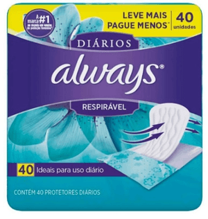 Produto Protetor diario always respiravel leve 40 unidades pague menos foto 1