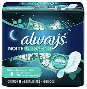 Produto Absorvente always noturno ultrafino cobertura seca com abas pacote com 8 unidades foto 1