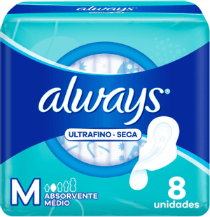 Produto Absorvente ultrafino cobertura seca m c/ abas 8 unidades always foto 1