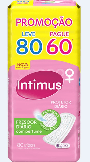 Produto Protetor diario intimus days sem abas controle de odor com perume leve 80 unidades pague 60 unidades foto 1