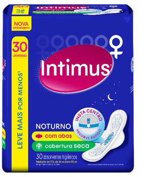Produto Absorvente intimus gel noturno com abas cobertura seca com 30 unidades leve mais por menos foto 1