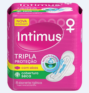 Produto Absorvente intimus gel tripla protecao com abas cobertura seca com 8unidades foto 1