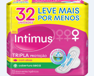 Produto Absorvente intimus gel tripla protecao com abas cobertura seca 32unidades foto 1