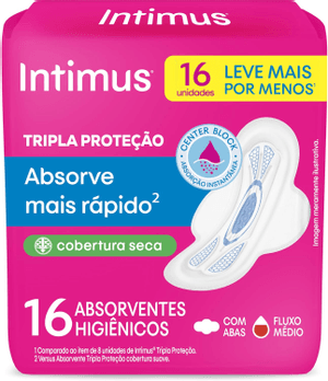 Produto Absorvente tripla proteção cobertura seca com abas 16 unidades intimus foto 1