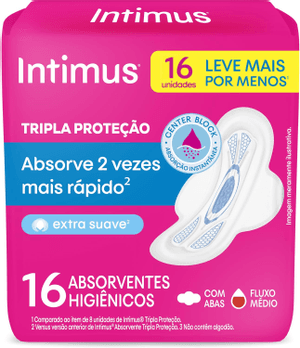 Produto Absorvente tripla proteção cobertura extra suave com abas 16 unidades intimus foto 1