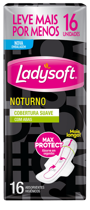 Produto Absorvente ladysoft noturno com abas suave 16 unidades foto 1
