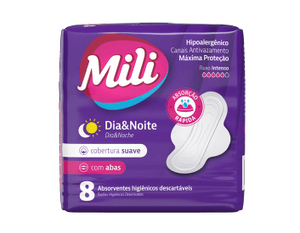 Produto Absorvente mili dia e noite suave com abas 8 unidades foto 1