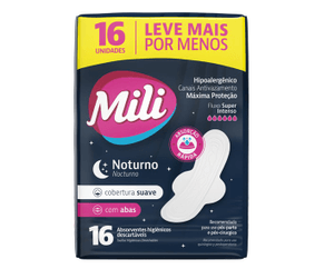 Produto Absorvente mili noturno suave com abas 16 unidades leve mais por menos foto 1