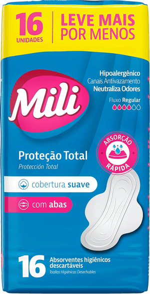 Produto Absorvente proteção total cobertura suave com abas 16 unidades mili foto 1