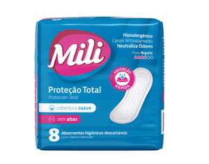 Produto Absorvente mili protecao total suave sem abas 8unidades foto 1