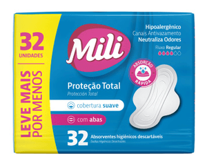 Produto Absorvente mili protecao total suave com abas 32 unidades leve mais por menos foto 1