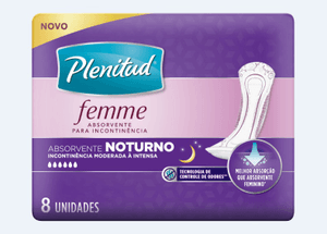 Produto Absorvente para incontinência plenitud femme noturno pacote com 8 unidades
 foto 1