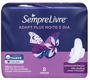 Produto Absorvente sempre livre noturno adapt plus suave com abas com 8 unidades foto 1