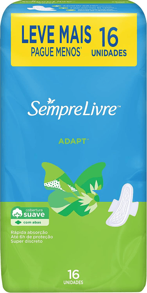 Produto Absorvente adapt cobertura suave com abas 16 unidades sempre livre
 foto 1