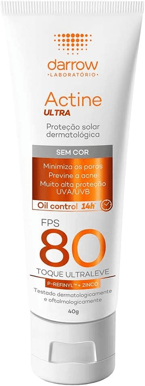 Produto Protetor solar facial actine ultra sem cor fps80 com 40g darrow
 foto 1