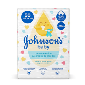 Produto Quadrados de algodão recém-nascido johnson’s® baby 50 unidades foto 1