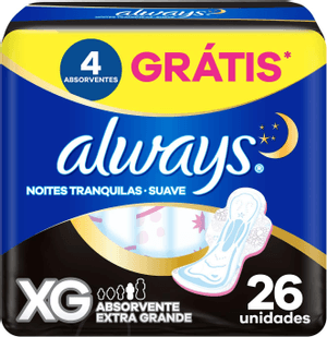 Produto Absorvente noites tranquilas suave xg c/ abas 26 unidades always foto 1