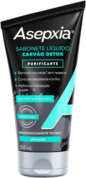 Produto Sabonete líquido carvão detox purificante 150ml asepxia foto 1