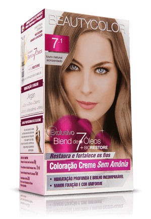 Produto Tintura beauty color creme 7.1 louro natural acinzentado sem amonia foto 1
