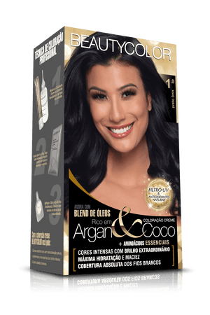 Produto Tintura beauty color argan & coco kit 1.0 preto ônix
 foto 1