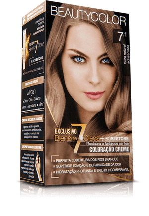 Produto Tintura beauty color kit 7.1 louro acinz foto 1