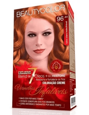 Produto Tintura beauty color argan & coco vermelhos infaliveis 96.44 ruivo claro indecifravel foto 1