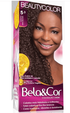 Produto Tintura bela &cor 5.3 castanho claro dourado coloração creme foto 1