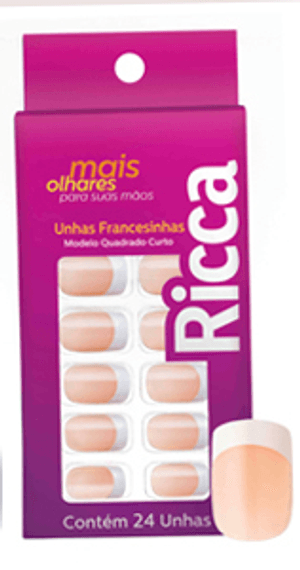 Produto Unhas postica belliz quadrado curto francesinha nude 1339 foto 1