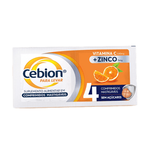 Produto Cebion vitamina c 1g + zinco contém 1 sachê com 4 tabletes mastigáveis procter & gamble foto 1