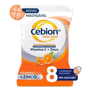 Produto Cebion vitamina c 1g + zinco com 8 comprimidos mastigáveis procter & gamble foto 1