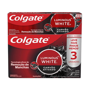 Produto Creme dental colgate luminous white carvao ativado 70 gramas com 3 unid white carvao ativ 70g 3un foto 1