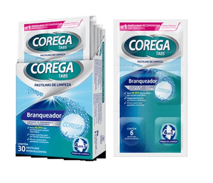 Produto Limpador de dentadura corega tabs branqueador caixa com 30 pastilhas efervescentes foto 1