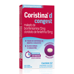 Produto Coristina d congest 12mg+15mg com 12 comprimidos foto 1