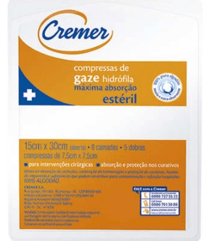 Produto Cremer compressa esterilizada 7,5cm x 7,5xm com 5 unidades foto 1