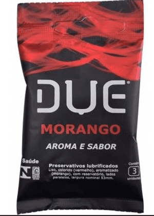 Produto Preservativo due paralelo morango vermelho com 3 unidades foto 1