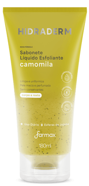 Produto Sabonete líquido hidraderm esfoliante corpo e rosto camomila 180ml farmax foto 1
