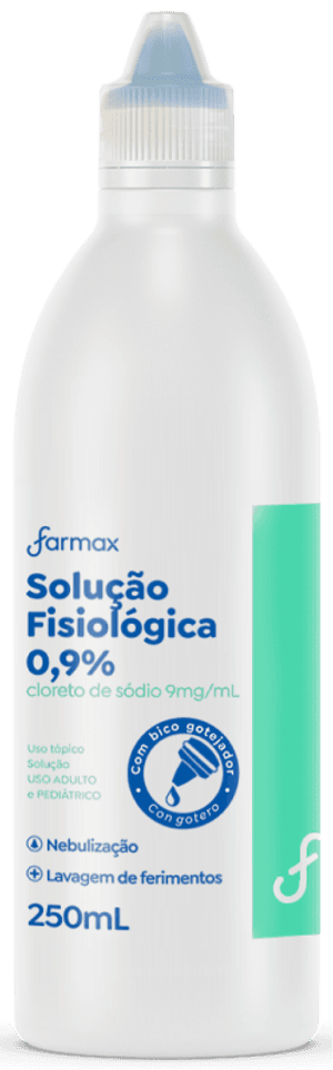 Produto Solução fisiológica cloreto de sódio 0,9% com bico gotejador farmax 250ml foto 1