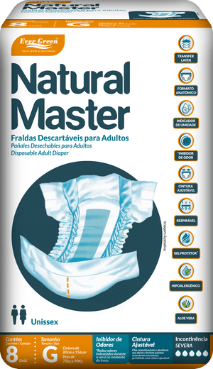 Produto Fralda para incontinência natural master 8 unidades ever green
 foto 1