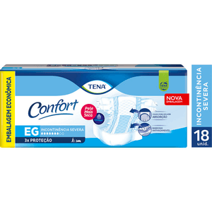 Produto Fralda descartavel para incontinencia tena confort pacote economico tamanho eg com 18 unidades foto 1