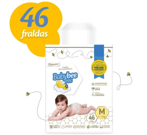 Produto Fralda descartavel infantil baby bee free dermoprotetora tamanho m pacote com 46 unidades foto 1