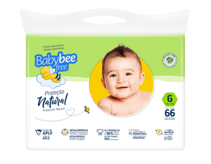 Produto Fralda infantil proteção natural g 66 unidades baby bee free foto 1