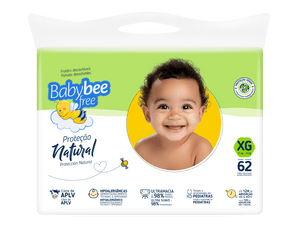 Produto Fralda infantil proteção natural xg 62 unidades baby bee free foto 1