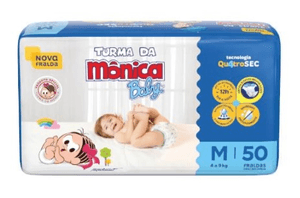 Produto Fralda descartavel infantil turma da monica baby mega tamanho m pacote com 50 unidades foto 1