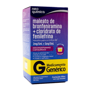 Produto Maleato de bronfeniramina 2mg + cloridrato de fenilefrina 5mg xarope 120ml neo química genérico foto 1
