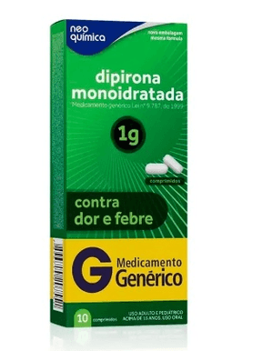Produto Dipirona monoidratada 1g 10 comprimidos neo química genérico foto 1